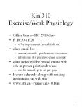 Kin 310 Exercise/Work Physiology PowerPoint PPT Presentation