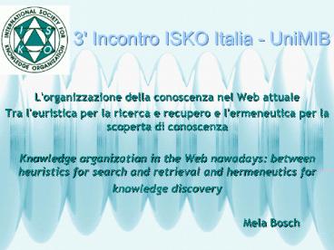 3' Incontro ISKO Italia - UniMIB