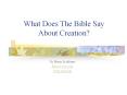 What Does The Bible Say About Creation? PowerPoint PPT Presentation