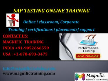 SAP TESTING ONLINE TRAINING IN AUSTRALIA