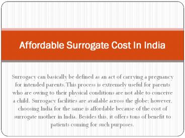 affordable surrogate cost in india