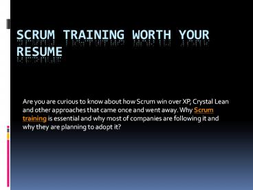 Scrum training worth your resume