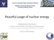 Peaceful uses of nuclear energy