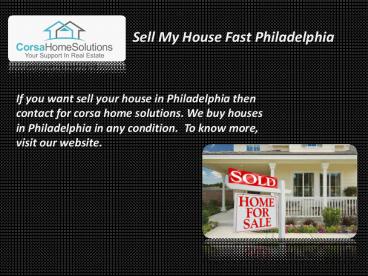 Sell My House Fast Philadelphia