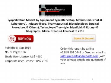 Lyophilization Market Report To 2019