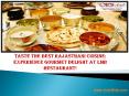 Taste the best Rajasthani cuisine: Experience gourmet delight at LMB Restaurant! PowerPoint PPT Presentation