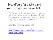 Expert movers and packers Organization Ambala