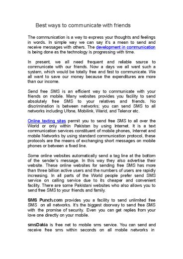 Best ways to communicate with friends