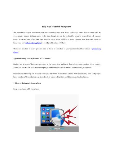 Easy ways to secure your phone