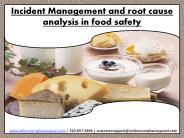 Incident Management and root cause analysis in food safety