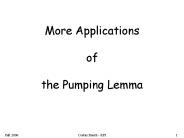 More Applications  of the Pumping Lemma