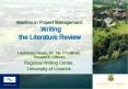 Masters in Project Management: Writing the Literature Review PowerPoint PPT Presentation