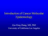 Introduction of Cancer Molecular Epidemiology