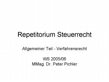 Repetitorium Steuerrecht