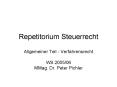 Repetitorium Steuerrecht PowerPoint PPT Presentation