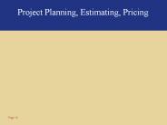 Project Planning, Estimating, Pricing