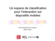Un espace de classification pour l