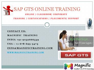 SAP GTS ONLINE TRAINING IN CANADA