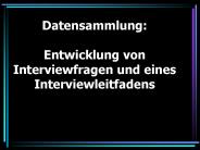 Datensammlung:  Entwicklung von Interviewfragen und eines Interviewleitfadens
