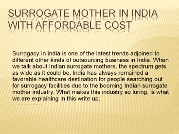 Surrogate Mothers From India