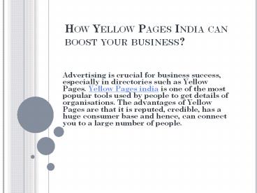How Yellow Pages India can boost your business?