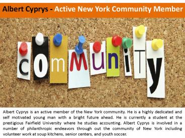 Albert Cyprys - Active New York Community Member