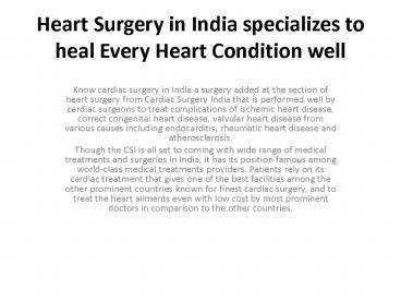Heart surgery in india