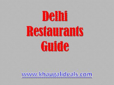 Top Restaurants in Delhi