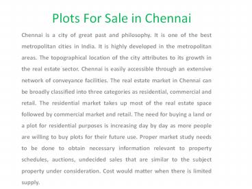 Plots for sale in chennai