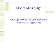 Modes of Enquiry