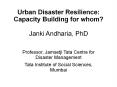 Urban Disaster Resilience: Capacity Building for whom? PowerPoint PPT Presentation
