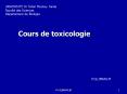 Cours de toxicologie PowerPoint PPT Presentation