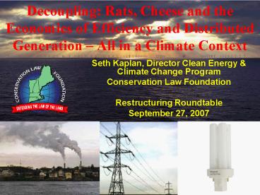 Decoupling: Rats, Cheese and the Economics of Efficiency and Distributed Generation 