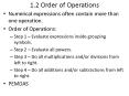 1.2 Order of Operations PowerPoint PPT Presentation