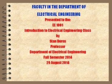 FACULTY IN THE DEPARTMENT OF ELECTRICAL ENGINEERING