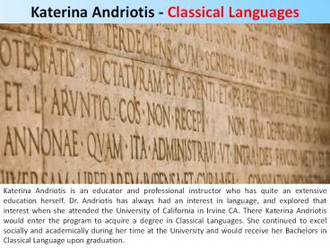 Katerina Andriotis - Classical Languages