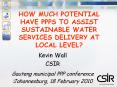 HOW MUCH POTENTIAL HAVE PPPS TO ASSIST SUSTAINABLE WATER SERVICES DELIVERY AT LOCAL LEVEL? PowerPoint PPT Presentation