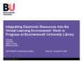 Integrating Electronic Resources into the Virtual Learning Environment: Work in Progress at Bournemouth University Library PowerPoint PPT Presentation