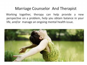 Marriage Counselor And Therapist