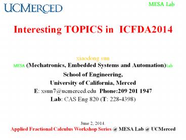 Interesting TOPICS in ICFDA2014