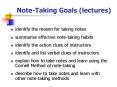 Note-Taking Goals (lectures) PowerPoint PPT Presentation