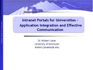 Intranet Portals for Universities 