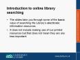 Introduction to online library searching PowerPoint PPT Presentation