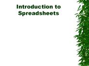 Introduction to Spreadsheets