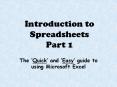 Introduction to Spreadsheets Part 1 PowerPoint PPT Presentation