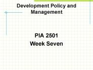 Development Policy and Management