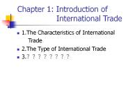 Chapter 1: Introduction of         International Trade