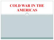 COLD WAR IN THE AMERICAS