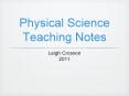 Physical Science Teaching Notes PowerPoint PPT Presentation