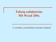 Tekstu redaktorius MS Word 200x